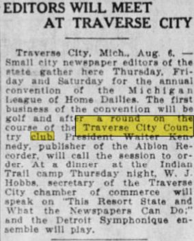 Traverse City Country Club - Aug 1924 Article